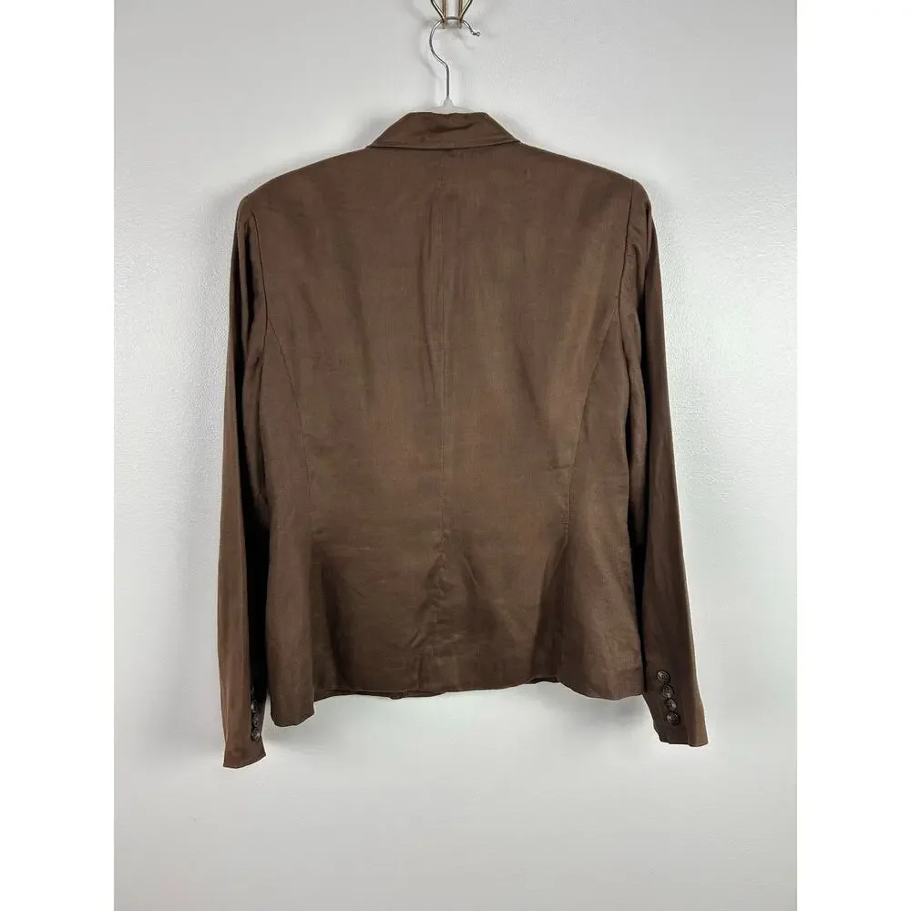 Ralph Lauren Chocolate Brown 100% Linen Blazer Women's Size 6